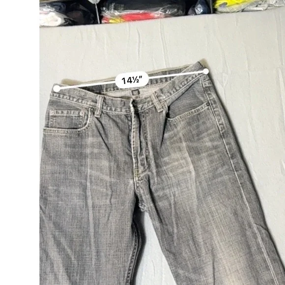 Abercrombie & Fitch Mens Straight Leg Faded Grey Button Fly Jeans 31x30 - Picture 6 of 7